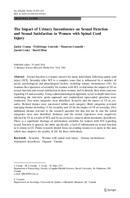 (PDF) The Impact of Urinary Incontinence on Sexual Function and Sexual ...