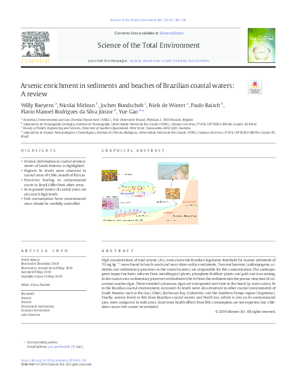 (PDF) Arsenic enrichment in sediments and beaches of Brazilian coastal ...