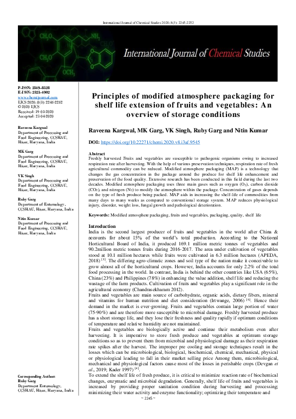 (PDF) Principles of modified atmosphere packaging for shelf life ...