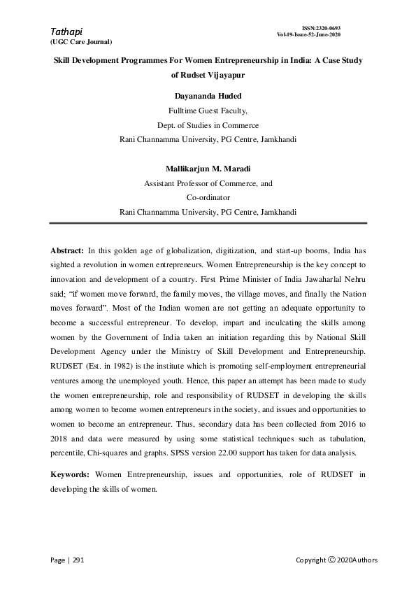 (PDF) Skill Development Programmes For Women Entrepreneurship in India ...