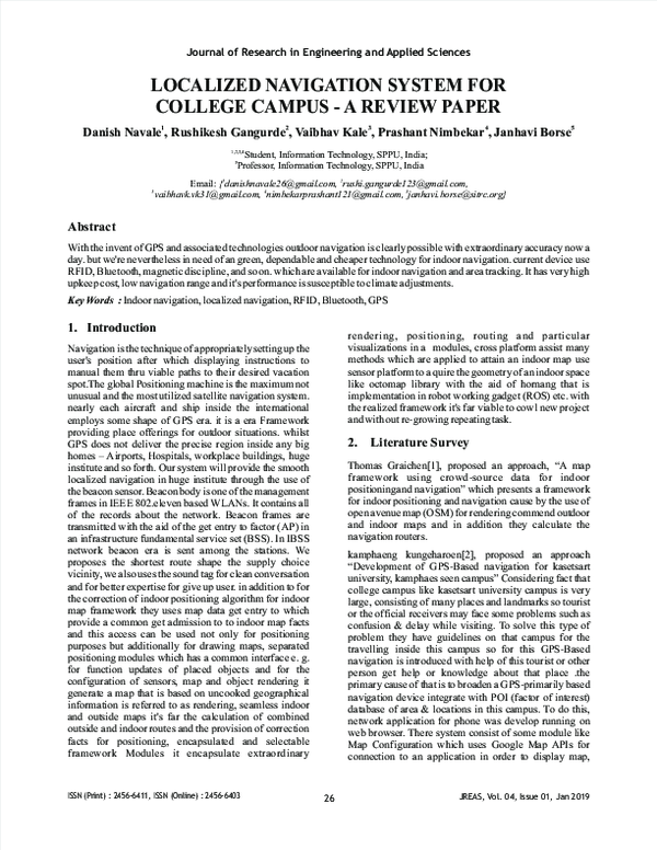 (PDF) LOCALIZED NAVIGATION SYSTEM FOR COLLEGE CAMPUS -A REVIEW PAPER