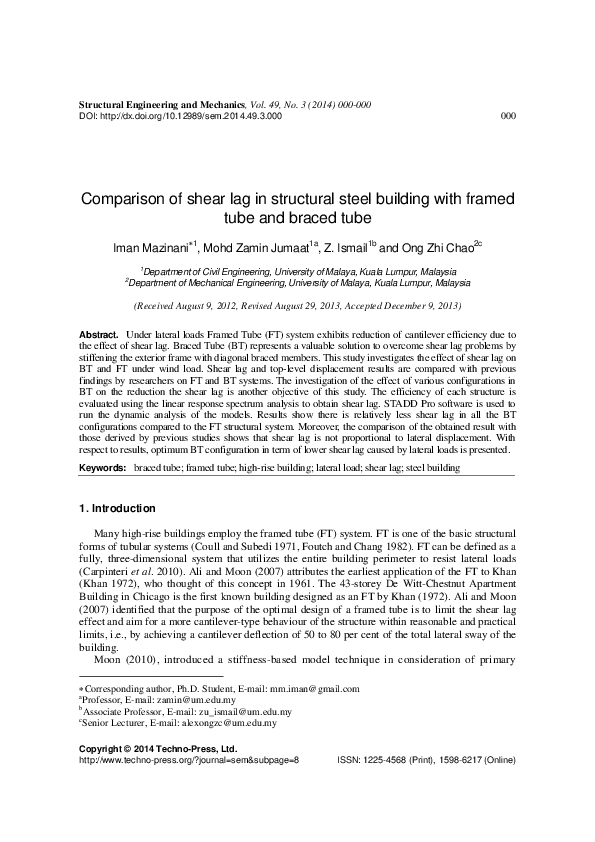 (PDF) Comparison of shear lag in structural steel building with framed ...