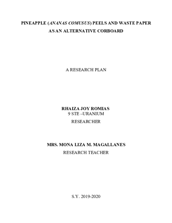 DOC) PINEAPPLE (ANANAS COMUSUS) PEELS AND WASTE PAPER AS AN