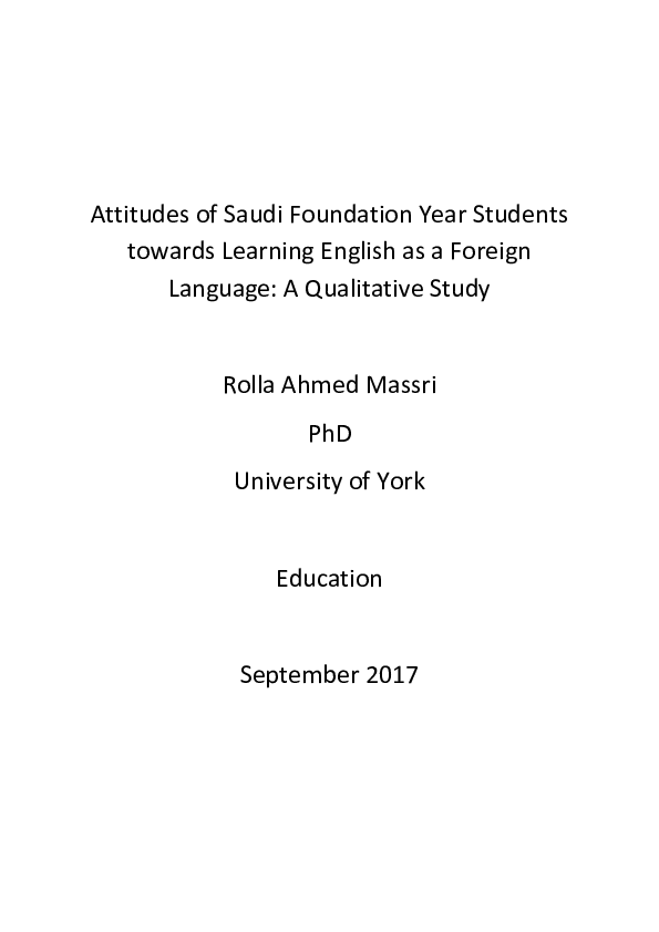 (PDF) Attitudes of Saudi Foundation Year Students towards Learning ...