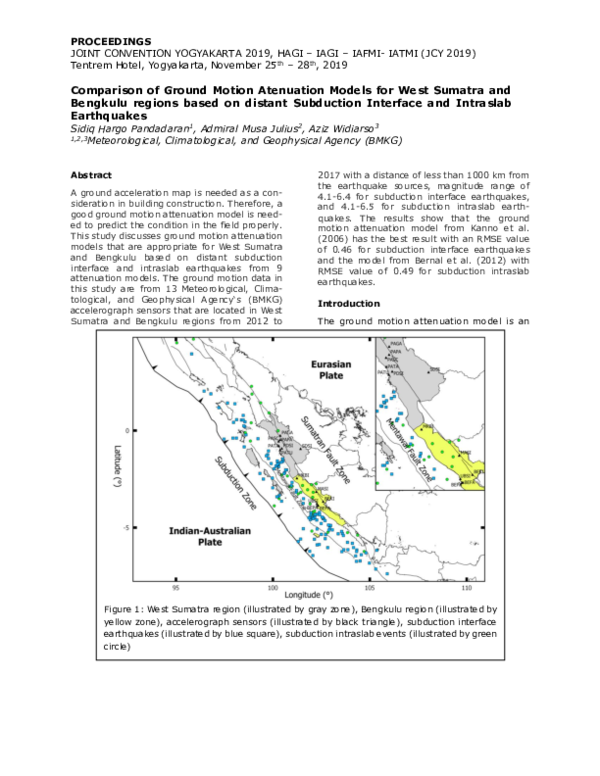 (PDF) Comparison of Ground Motion Attenuation Models for West Sumatra ...