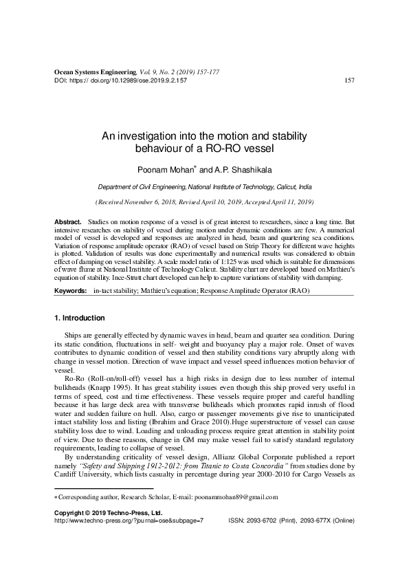 (PDF) An investigation into the motion and stability behaviour of a RO ...
