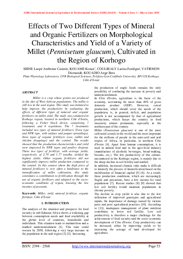 (PDF) Effects of Two Different Types of Mineral and Organic Fertilizers ...