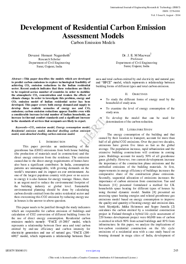 (PDF) Development of Residential Carbon Emission Assessment Models ...