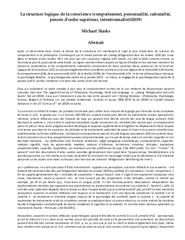(PDF) La structure logique de la conscience (comportement, personnalité ...