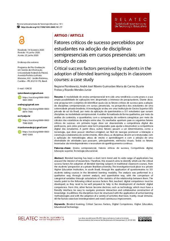 (PDF) Critical success factors perceived by students in the adoption of ...