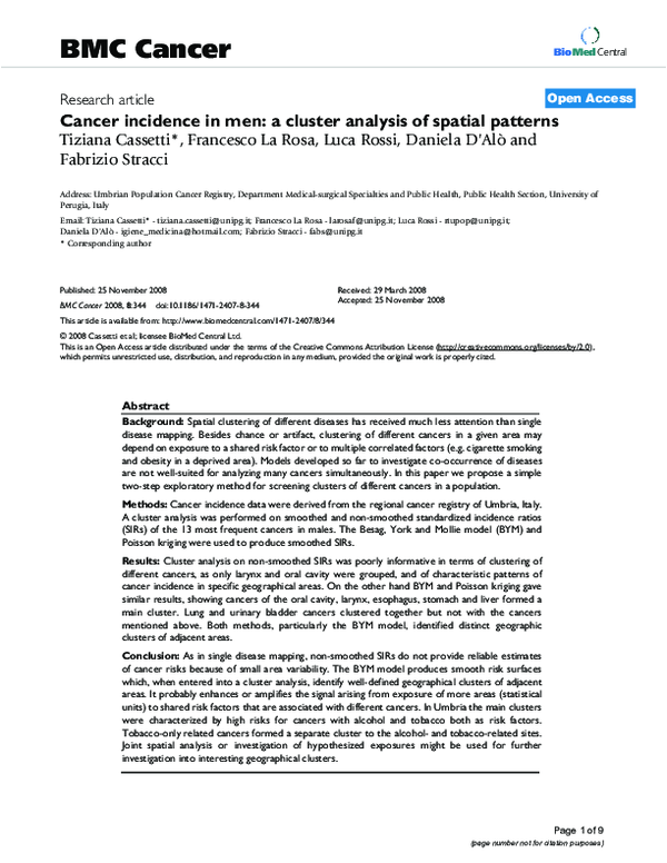 (PDF) Cancer incidence in men: a cluster analysis of spatial patterns