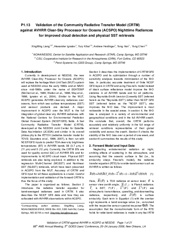 (PDF) P1. 13 Validation of the Community Radiative Transfer Model (CRTM ...