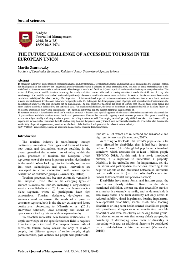 (PDF) THE FUTURE CHALLENGE OF ACCESSIBLE TOURISM IN THE EUROPEAN UNION