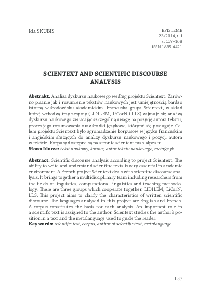 (PDF) Scientist and Scientific Discourse Analysis