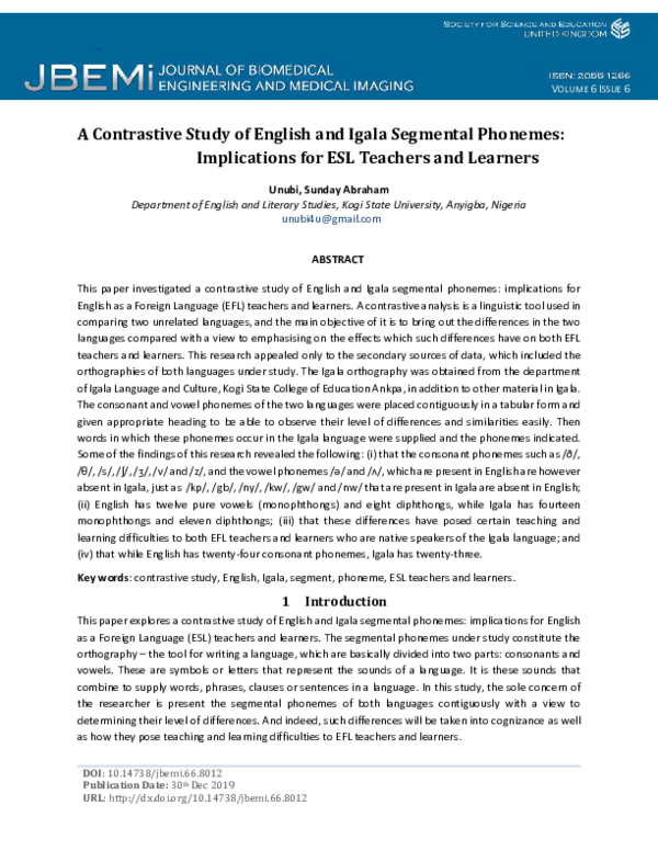 A Contrastive Study Of English – MVFG