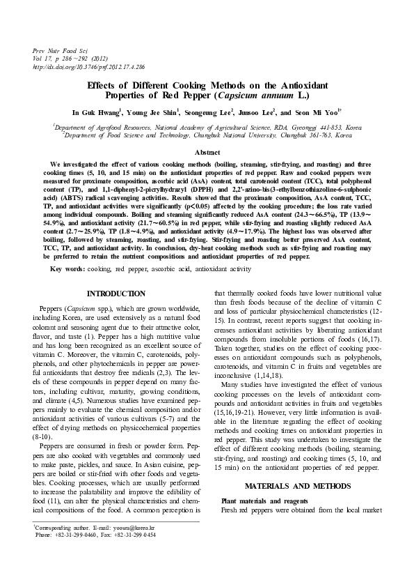 (PDF) Effects of Different Cooking Methods on the Antioxidant ...