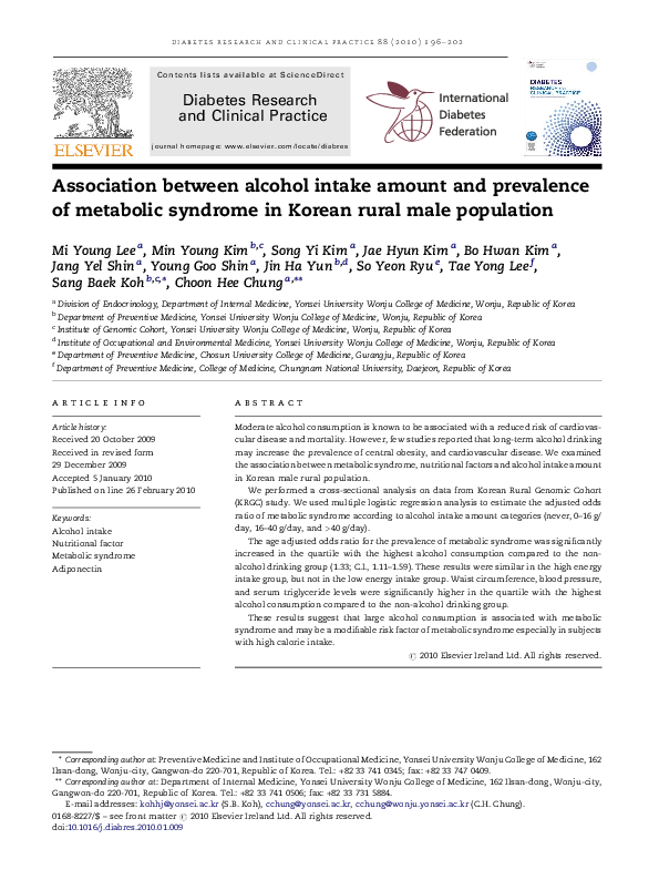 (PDF) Association between alcohol intake amount and prevalence of ...