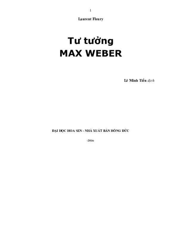 First page of “Tư tưởng Max Weber”