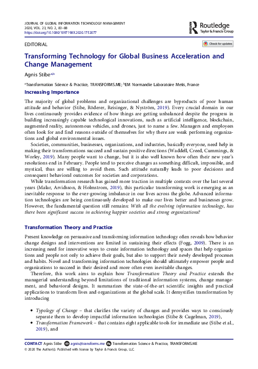 (PDF) Transforming Technology for Global Business Acceleration and ...