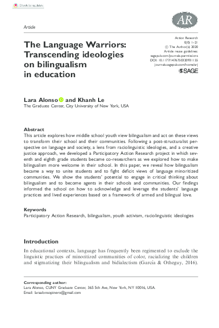 (PDF) The Language Warriors: Transcending ideologies on bilingualism in ...