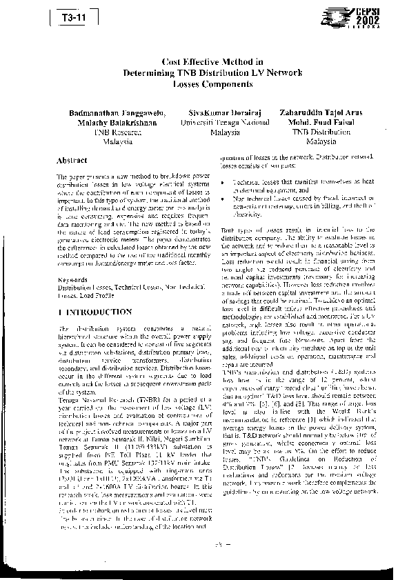 Pdf Cost Effective Method In Determining Tnb Distribution Lv