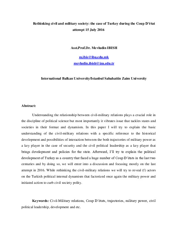 (PDF) Rethinking civil and military society: the case of Turkey during ...