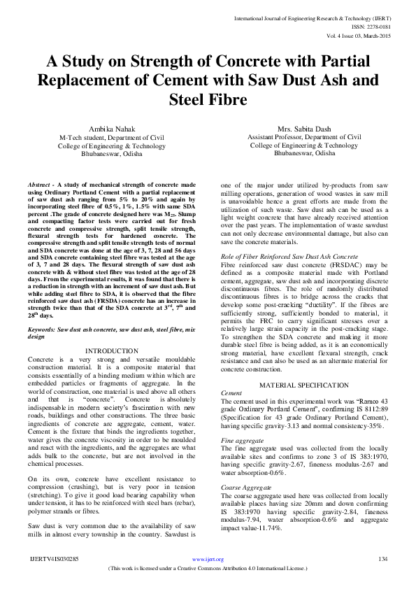 (PDF) A Study on Strength of Concrete with Partial Replacement of ...