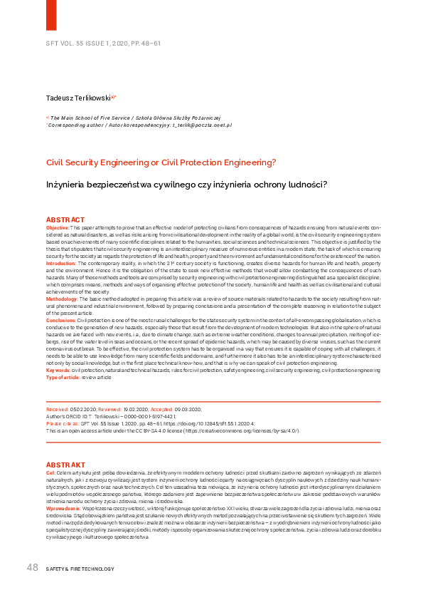 (PDF) Civil Security Engineering or Civil Protection Engineering?