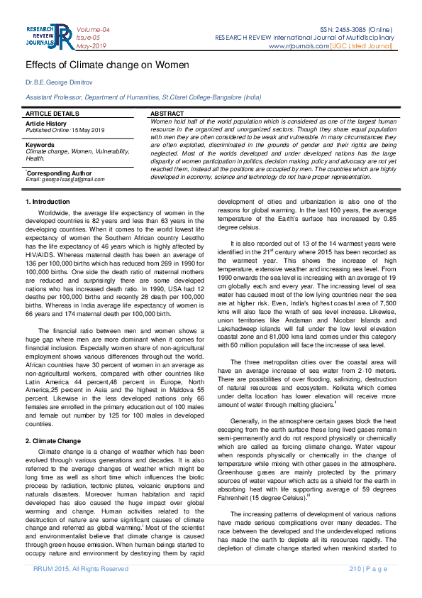 (PDF) Effects of Climate change on Women