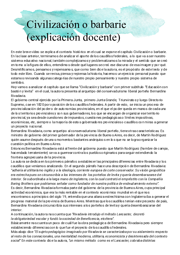 (DOC) Breve explicación Civilización o barbarie Giselle Perg