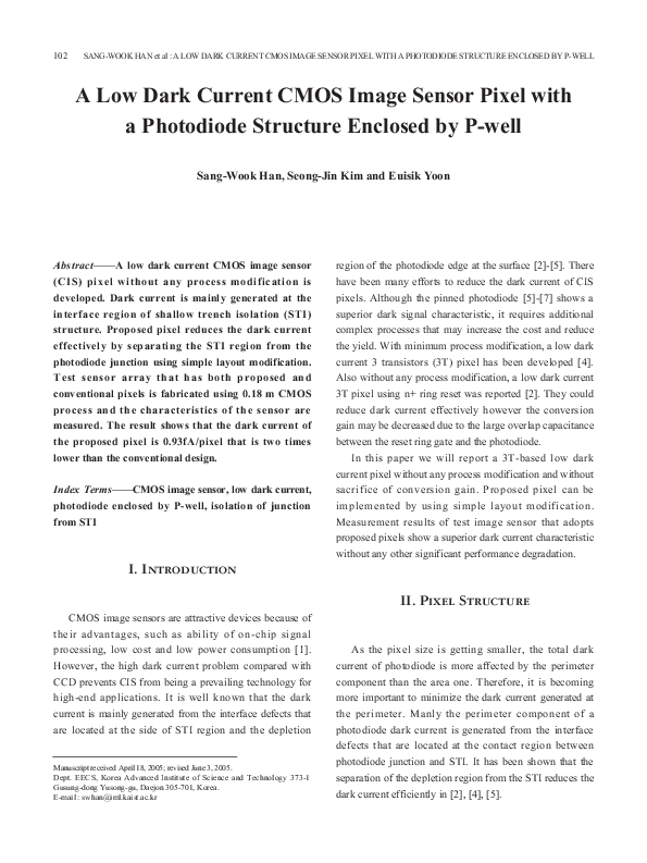 (PDF) Low dark current CMOS image sensor pixel with photodiode ...