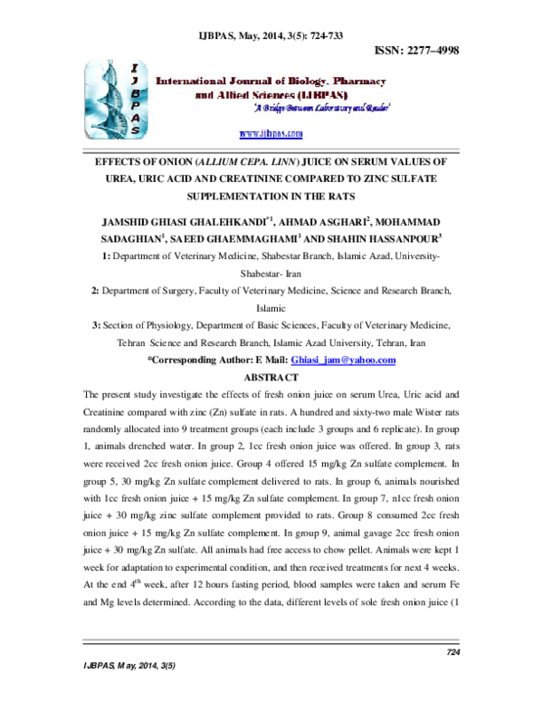 (PDF) Effects of Onion (Allium Cepa. Linn) Juice on Serum Values of ...