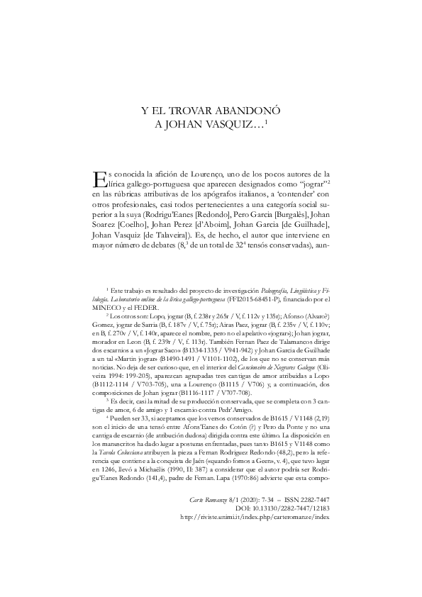 (PDF) «Y el trovar abandonó a Johan Vasquiz...»