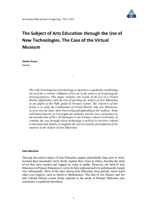 (PDF) The Subject of Arts Education through the Use of New Technologies ...