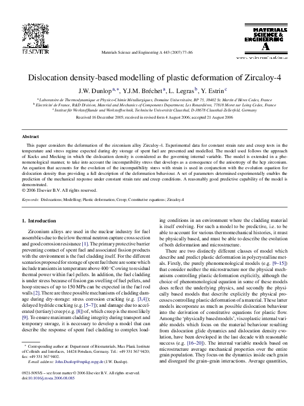(PDF) Dislocation density-based modelling of plastic deformation of ...