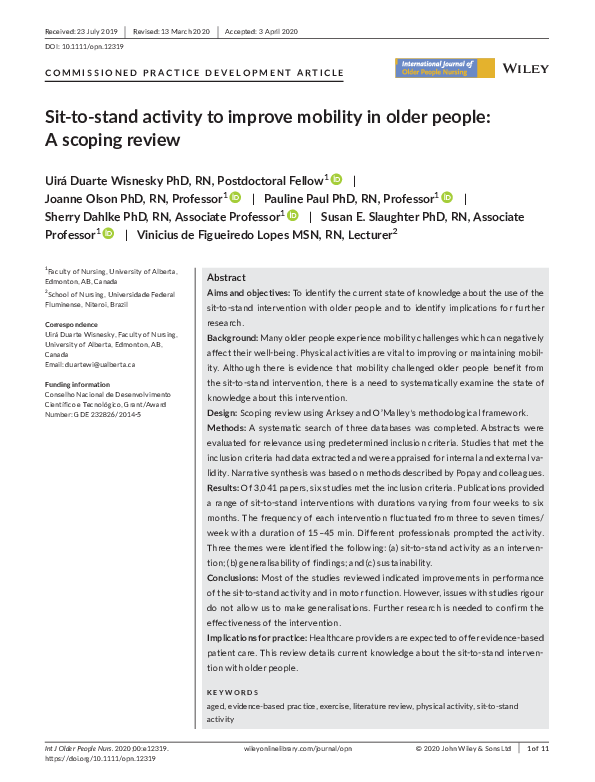 (PDF) Sit-to-stand activity to improve mobility in older people: A ...