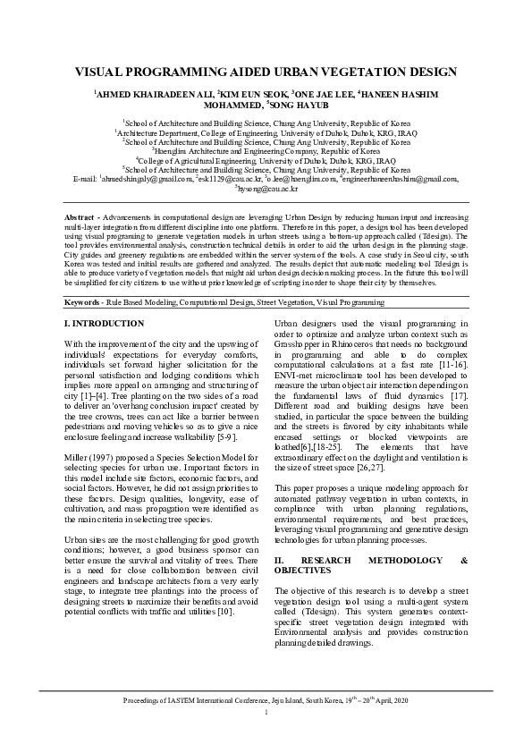 (PDF) VISUAL PROGRAMMING AIDED URBAN VEGETATION DESIGN