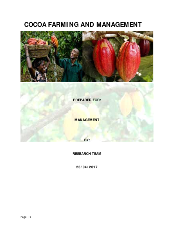 (PDF) COCOA FARMING, CHALLENGES AND MANAGEMENT IN GHANA Godfred Takyi