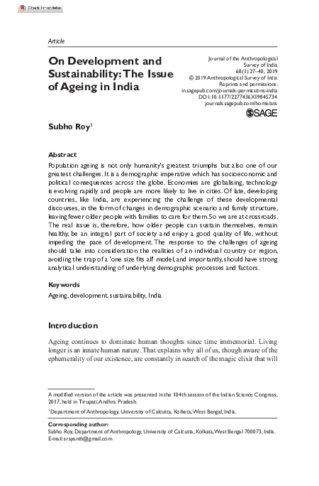 (PDF) Aging and development