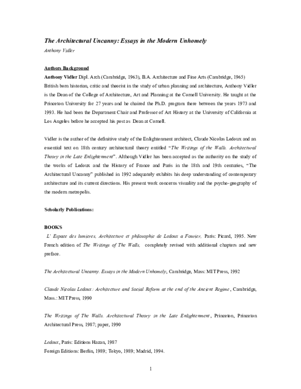 The architectural uncanny essays in the modern unholy 06 picture