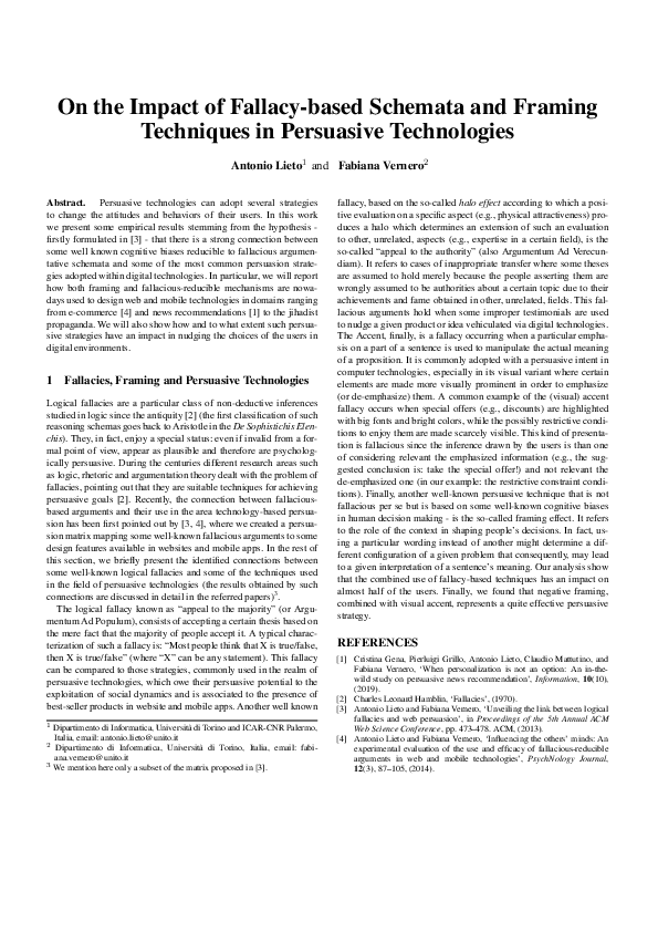 (PDF) On the Impact of Fallacy-based Schemata and Framing Techniques in ...