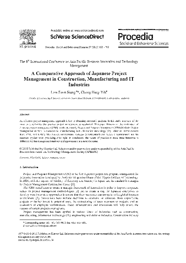 (PDF) A Comparative Approach of Japanese Project Management in ...