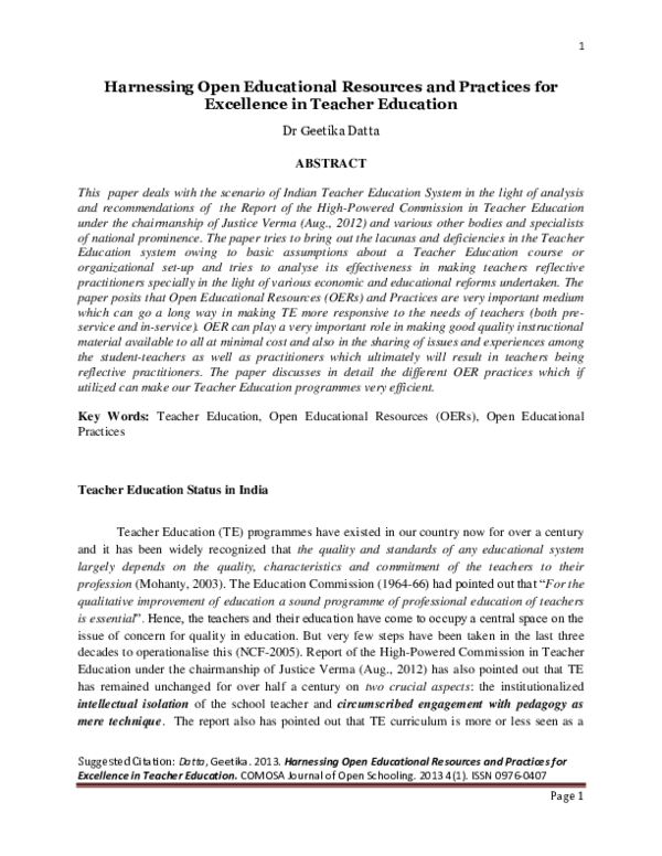 (PDF) Harnessing Open Educational Resources and Practices for ...