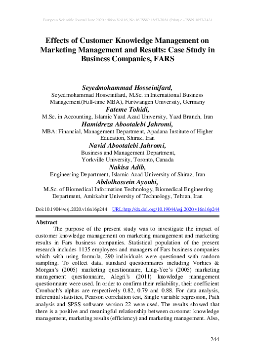 (PDF) Effects of Customer Knowledge Management on Marketing Management ...