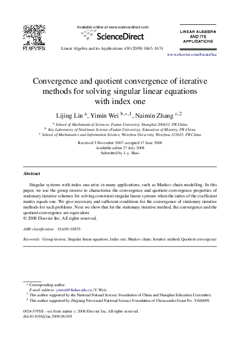 (PDF) Convergence and quotient convergence of iterative methods for ...