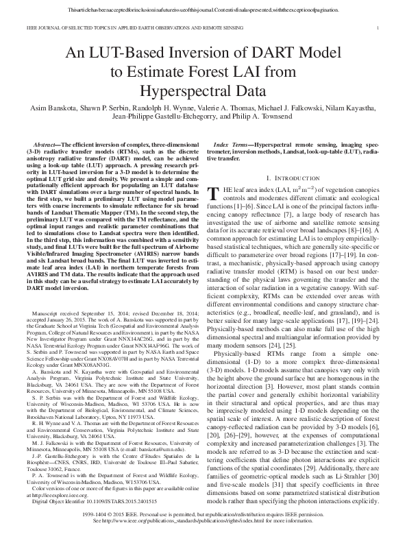 (PDF) An LUT-Based Inversion of DART Model to Estimate Forest LAI from ...