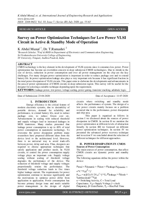 (PDF) Survey on Power Optimization Techniques for Low Power VLSI ...