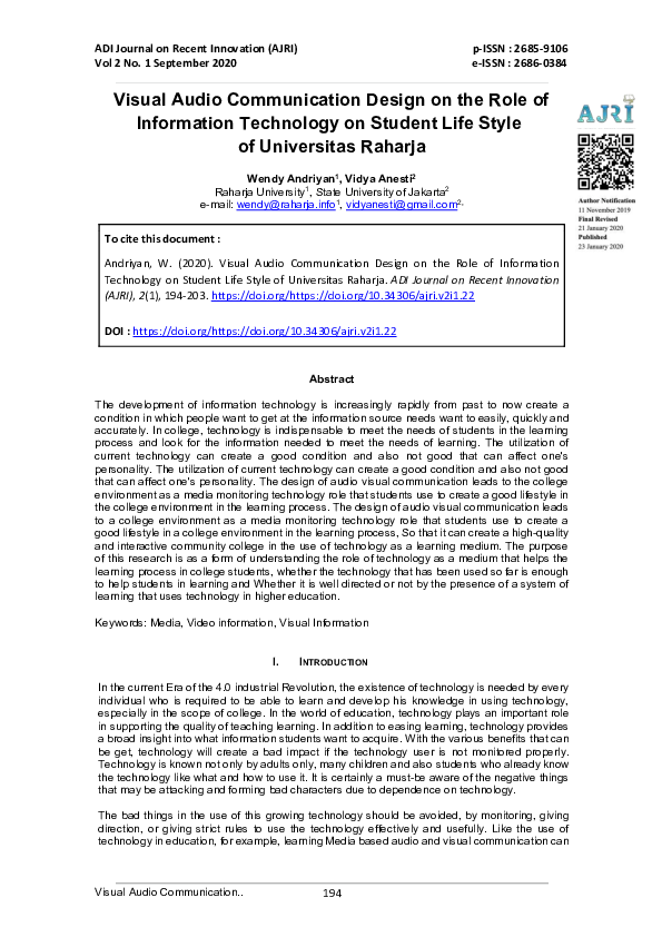 (PDF) Visual Audio Communication Design on the Role of Information ...