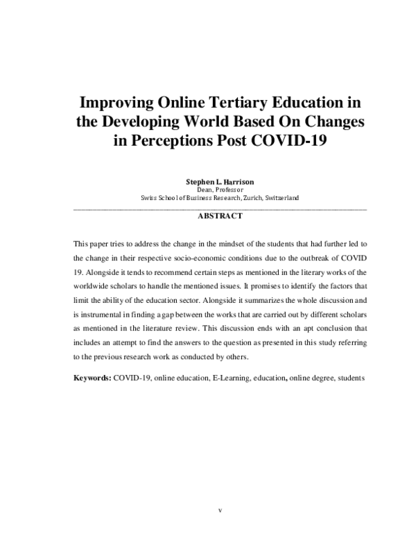 (PDF) Improving Online Tertiary Education in the Developing World Based ...