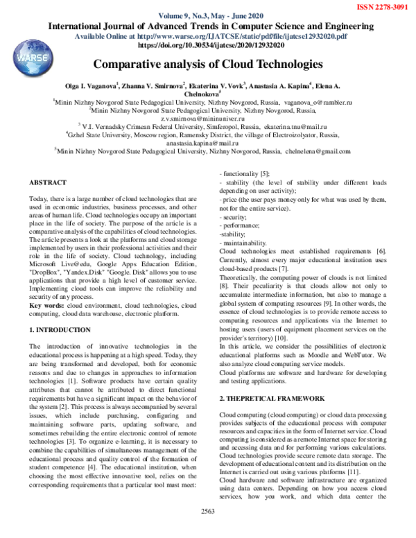 (PDF) Comparative analysis of Cloud Technologies